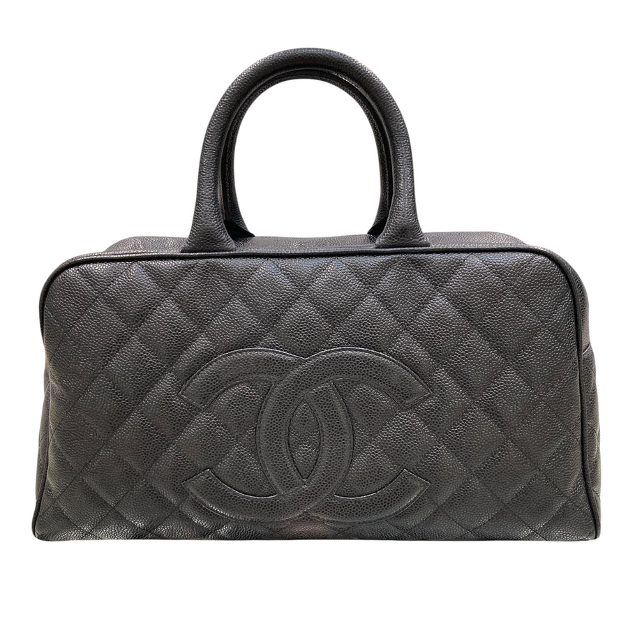 CHANEL 香奈兒 A20997 MATELASSE 牛皮 保齡球 手提包 黑色