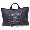 CHANEL 香奈兒 Deauville MM  沙灘包 深藍 帆布 金釦