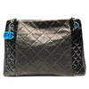 CHANEL 香奈兒 CC CHARM TOTE 黑色 皮革 銀釦