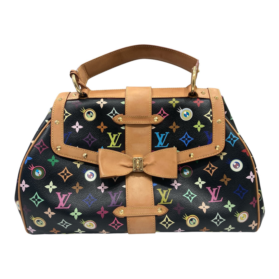LOUIS VUITTON 路易威登 村上隆 EYE LOVE YOU 黑色 三彩 手提包