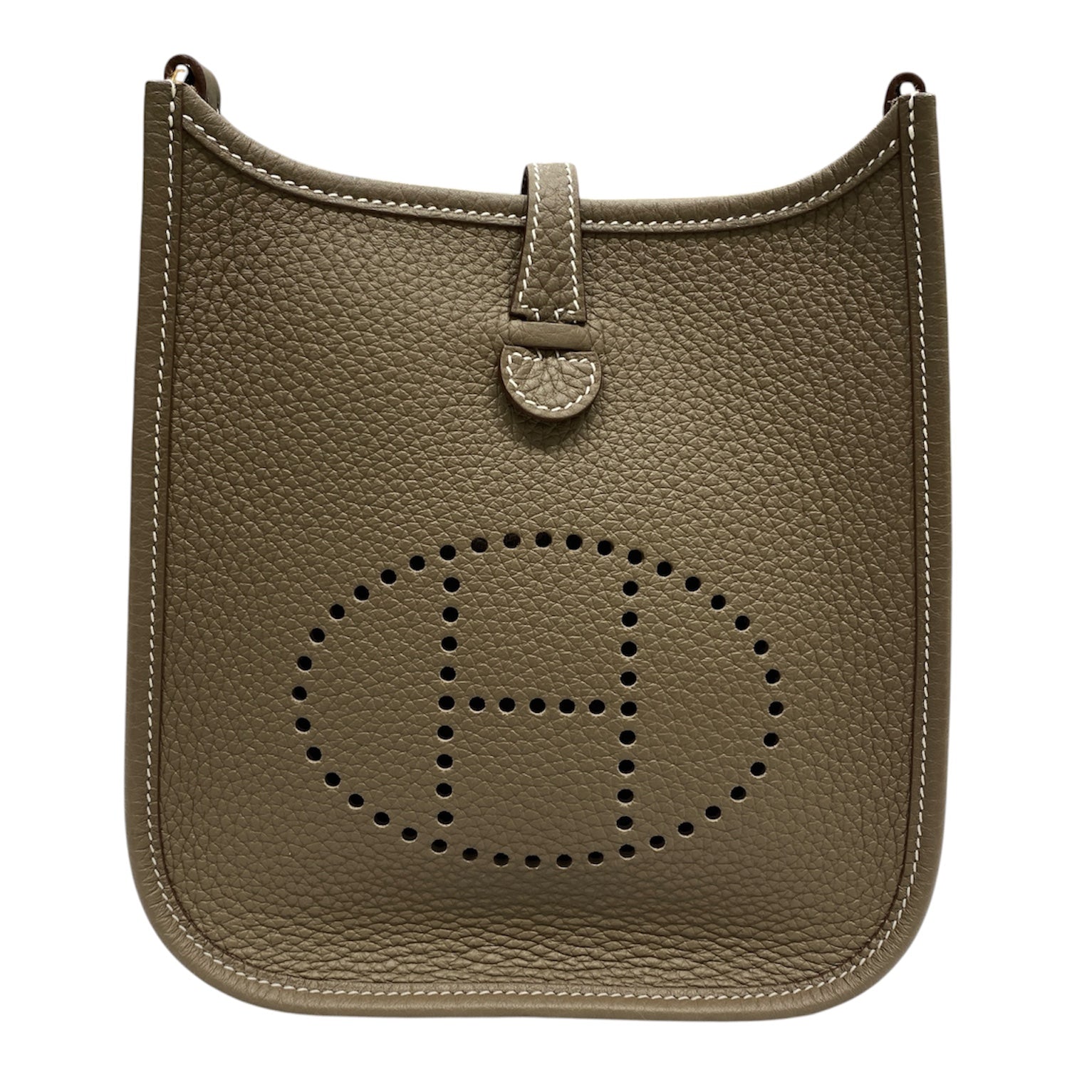 HERMES 愛馬仕 肩背包 Evelyne16  皮革 卡其色 金釦