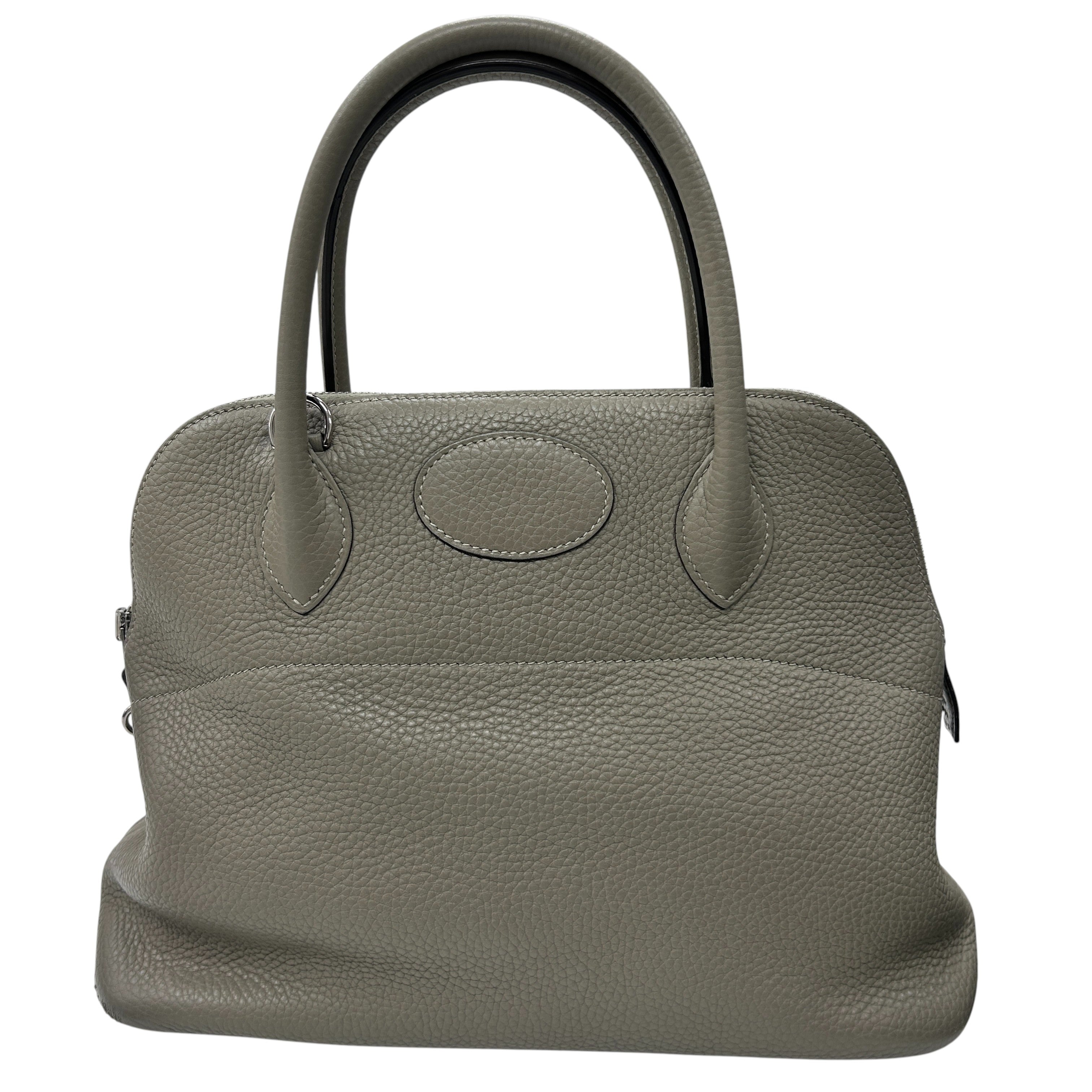 HERMÈS 愛馬仕 BOLIDE 31 手提肩背包 CLEMENCE 大象灰 銀扣