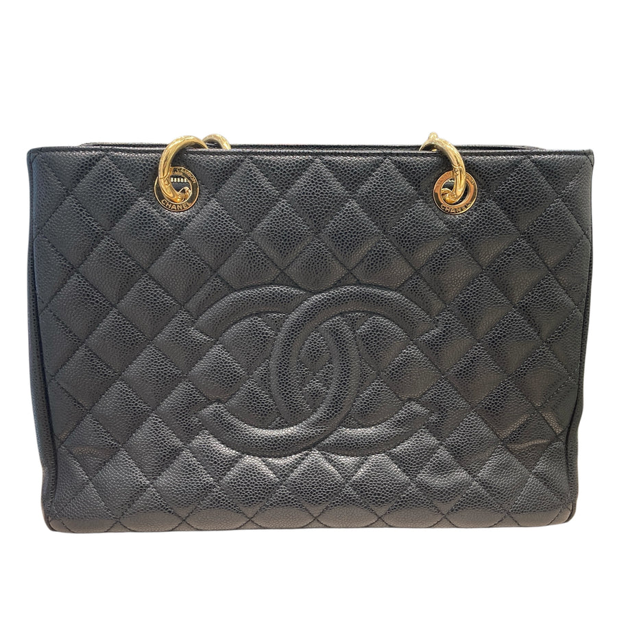 CHANEL 香奈兒 GRAND SHOPPING TOTE 黑色 皮革 金釦