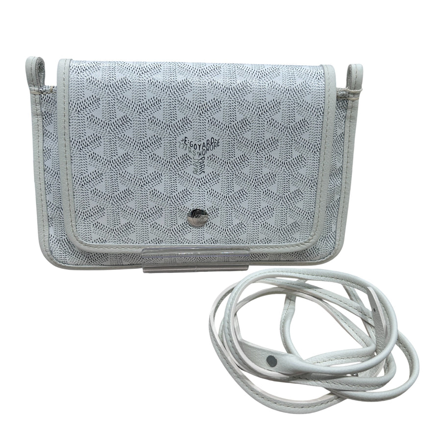 GOYARD 戈雅 翻蓋包 手拿肩背包 塗層帆布 白色 銀扣