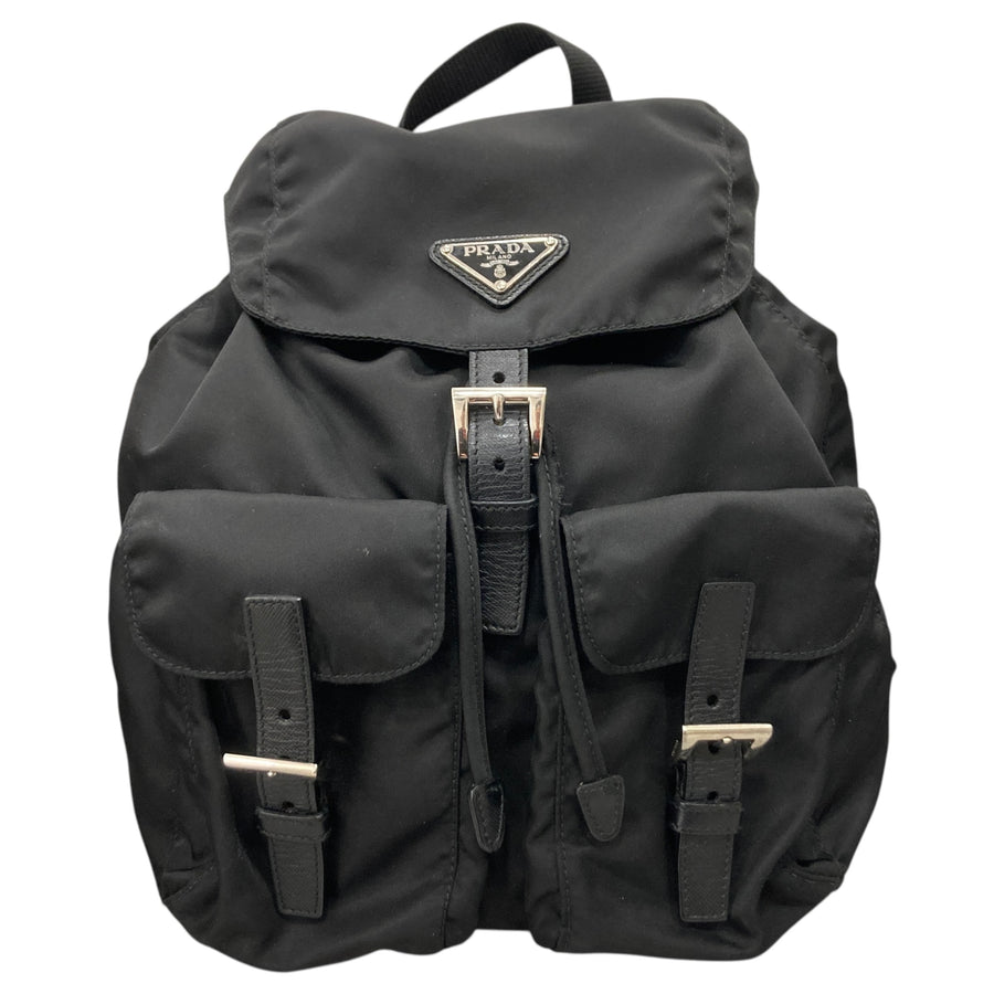 PRADA 普拉達 1BZ677 VELA 後背包 尼龍 黑色 銀釦