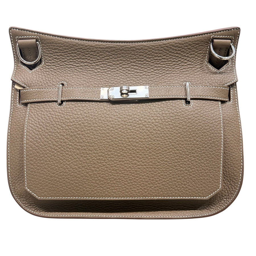 HERMES 愛馬仕 JYPSIERE TOGO 皮革 塵埃灰 銀扣