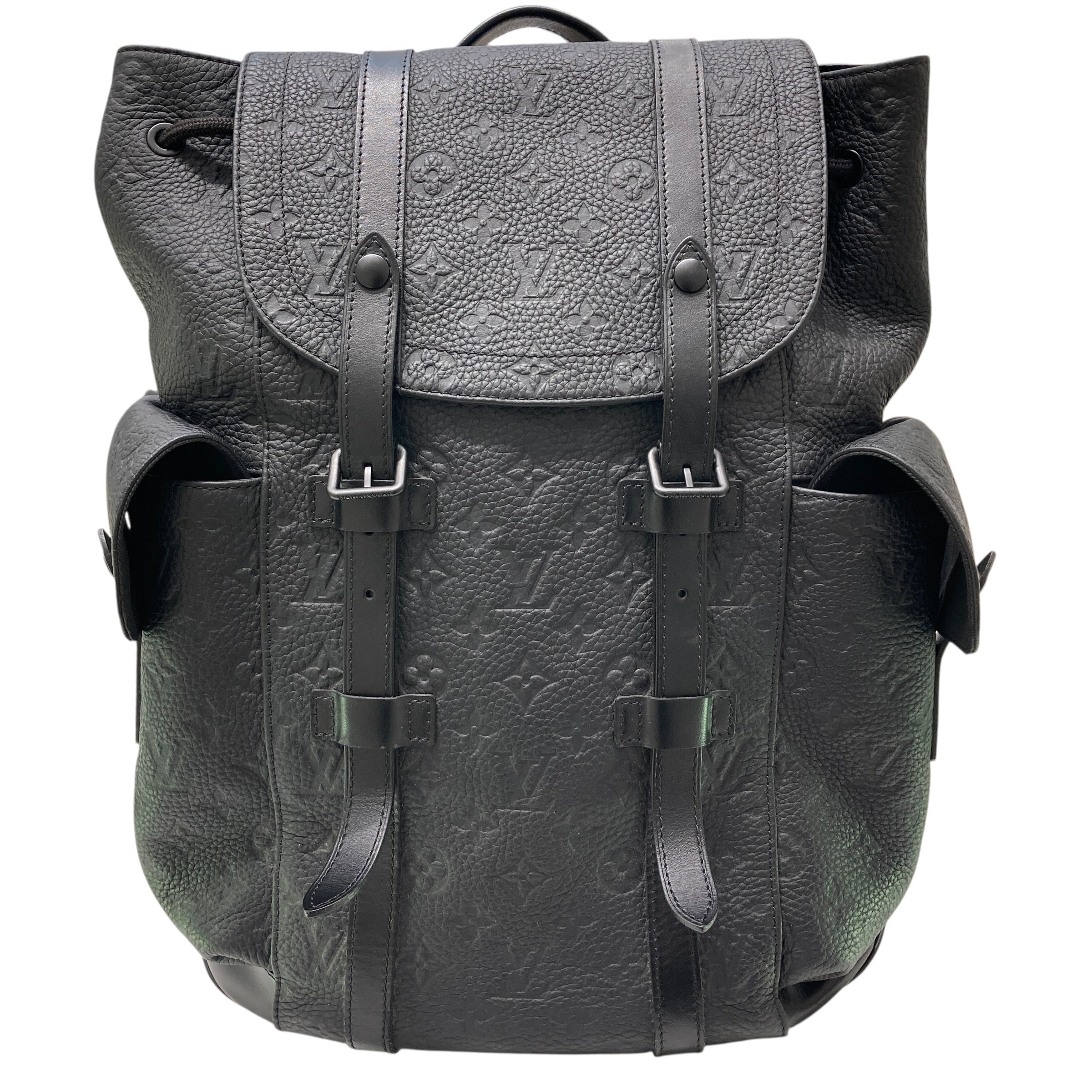 LOUIS VUITTON 路易威登 M20899 Christopher MM 後背包 皮革 黑色 銀釦/黑釦