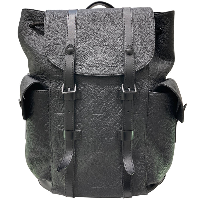 LOUIS VUITTON 路易威登 M20899 Christopher MM 後背包 皮革 黑色 銀釦/黑釦