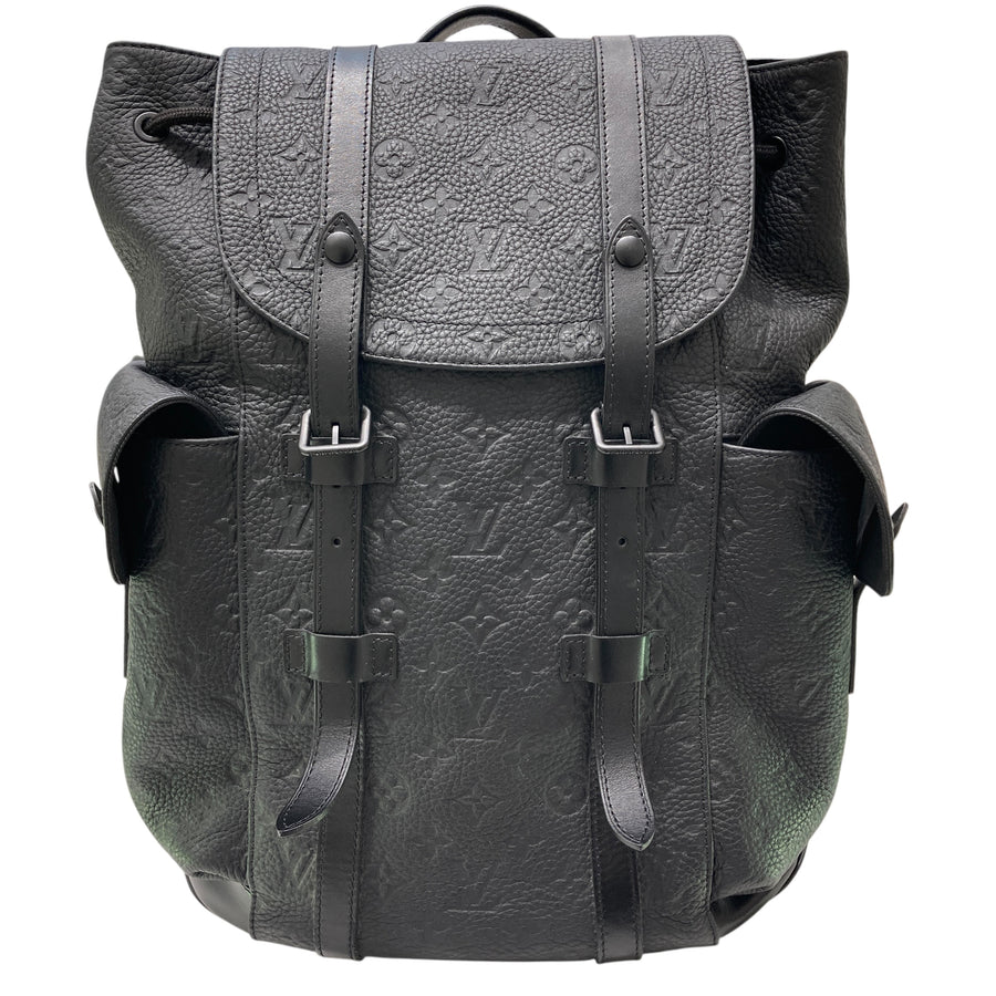LOUIS VUITTON 路易威登 M20899 Christopher MM 後背包 皮革 黑色 銀釦/黑釦
