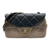 CHANEL 香奈兒 肩背包 2015/2016 秋冬系列 Tricolor Quilted Small Double Flap Bag  黑/灰褐/棕 復古金釦