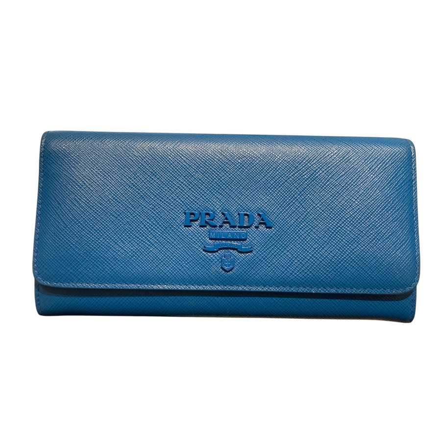 PRADA 普拉達 PRADA SAFFIANO 皮革長夾 1MH132 藍色