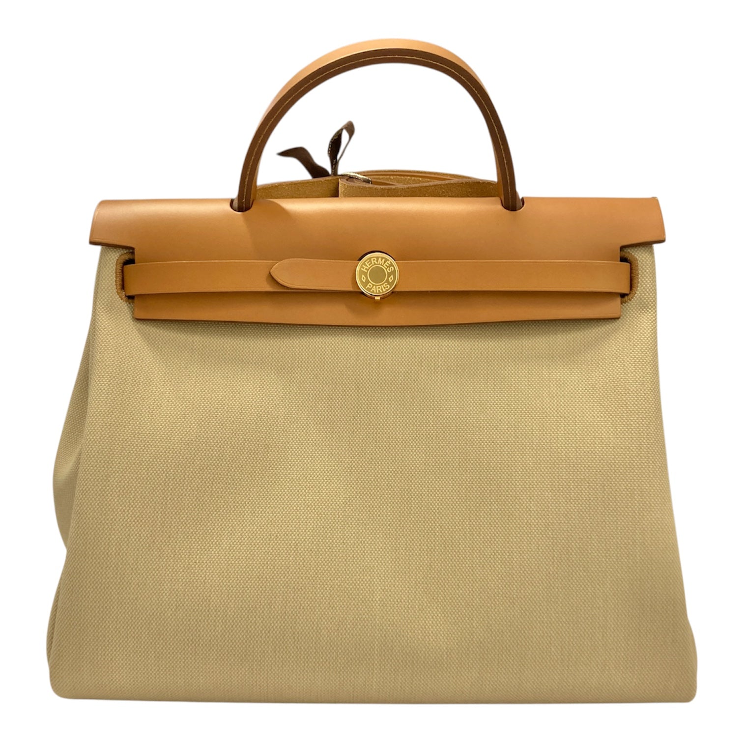 HERMES 愛馬仕 HERBAG31 內縫 U刻 帆布 肩背包 卡其色