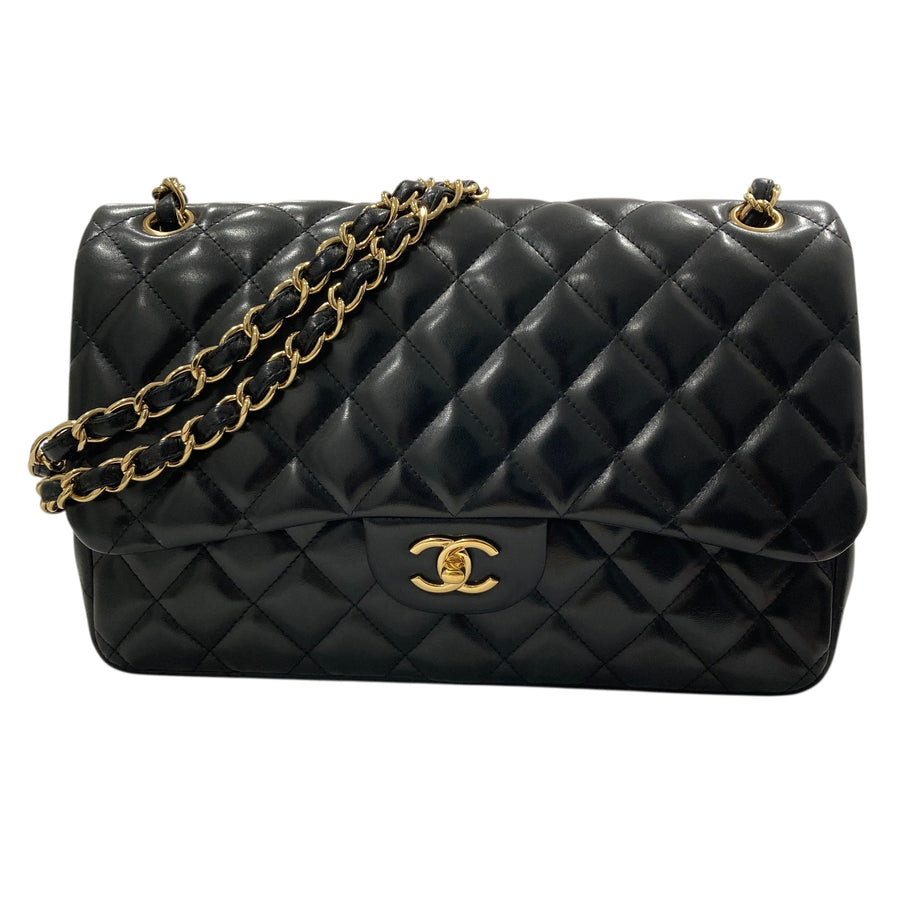 CHANEL 香奈兒 COCO CF30 Jumbo 羊皮 肩背包 黑色 金釦