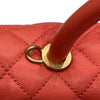 CHANEL 香奈兒 COCO HANDLE MEDIUM 荔枝牛皮 手提包 珊瑚粉色
