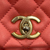 CHANEL 香奈兒 COCO HANDLE MEDIUM 荔枝牛皮 手提包 珊瑚粉色