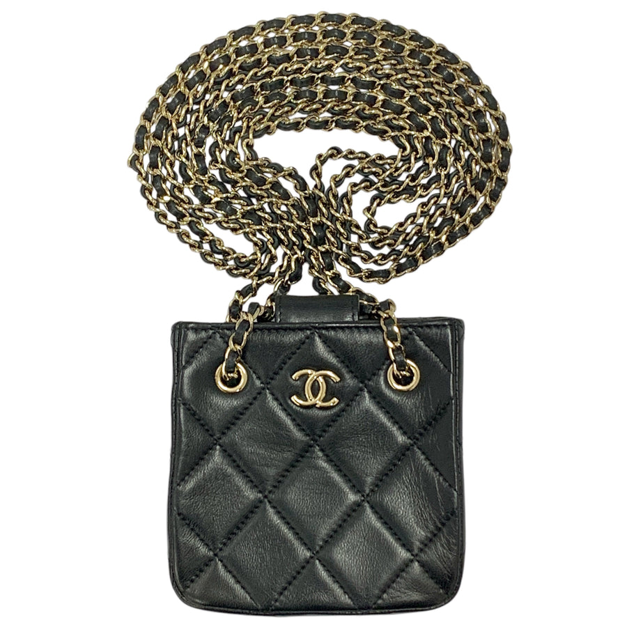 CHANEL 香奈兒 AS3176  鏈條單肩包 小羊皮 黑色