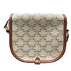 CELINE 賽琳 Folco In Medium Triomphe帆布 皮革 肩背包 白色老花 金棕色