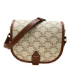 CELINE 賽琳 Folco In Medium Triomphe帆布 皮革 肩背包 白色老花 金棕色