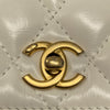 CHANEL 香奈兒 CF HANDLE 19CM 皮革 肩背包 多彩手把 白色