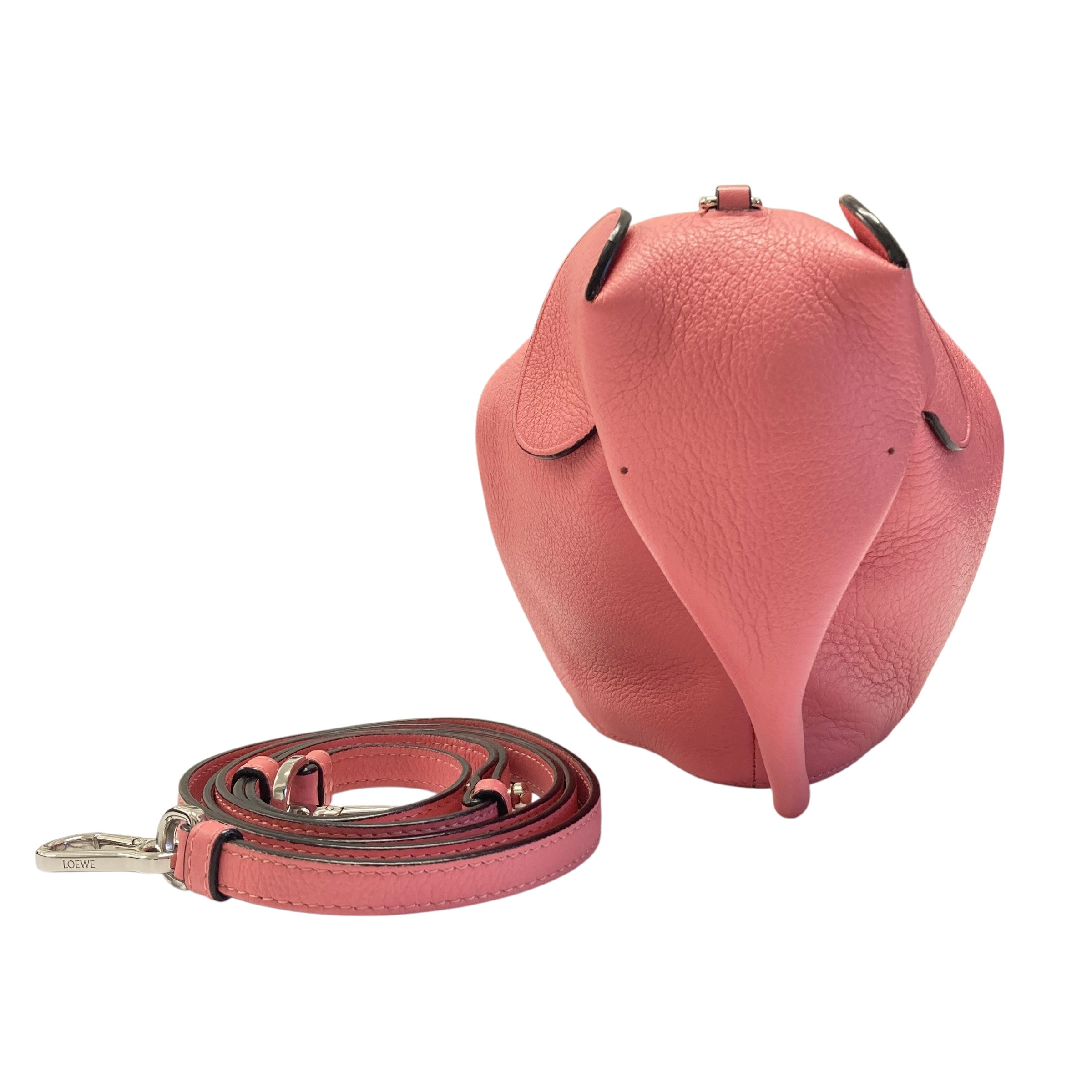 LOEWE 羅威 Elephant 牛皮 斜背包 粉色