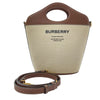 BURBERRY 巴寶莉 可肩背 帆布 皮革 手提包 米色