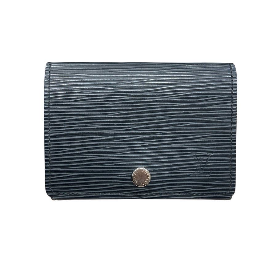 LOUIS VUITTON 路易威登 M56169 ENVELOPPE CARTE DE VISITE 水波紋名片夾 EPI皮革 黑色 銀釦