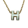 HERMES 愛馬仕 MINI POP H 項鍊 合金 奶昔白 金釦