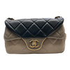 CHANEL 香奈兒 肩背包 2015/2016 秋冬系列 Tricolor Quilted Small Double Flap Bag  黑/灰褐/棕 復古金釦