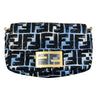 FENDI 芬迪 Baguette MINI 法棍包 肩背包 尼龍 老花 粉藍色 金釦