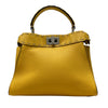 FENDI 芬迪 Mini Peekaboo Iconic Selleria 皮革 手提包 黃色 銀釦