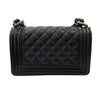 CHANEL 香奈兒 THE BOY BAG MINI 黑色 荔枝皮 魚子醬皮 銀釦