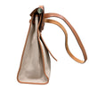 HERMES 愛馬仕 HERBAG MM  肩背包 素面 帆布 棕色 銀釦
