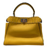 FENDI 芬迪 Mini Peekaboo Iconic Selleria 皮革 手提包 黃色 銀釦