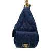CHANEL 香奈兒 AS5339 Hobo 丹寧布雙口袋流浪包 牛仔藍