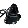 CHANEL 香奈兒 URBAN SPIRIT BACKPACK 菱格荔枝皮翻蓋後背包 手提肩背 牛皮 黑色 金扣