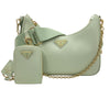 PRADA 普拉達 Re-Edition 2005 二合一腋下包 皮革 薄荷綠 金釦