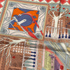 HERMES 愛馬仕 90*90cm 粉紅色建築物圖案絲巾