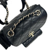 CHANEL 香奈兒 URBAN SPIRIT BACKPACK 菱格荔枝皮翻蓋後背包 手提肩背 牛皮 黑色 金扣