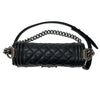 CHANEL 香奈兒 THE BOY BAG MINI 黑色 荔枝皮 魚子醬皮 銀釦