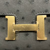 HERMES 愛馬仕 CONSTANCE TO GO 鴕鳥皮 灰色 金釦