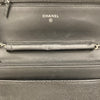 CHANEL 香奈兒 CC LOGO WOC 皮革 銀鍊條側背包 黑色