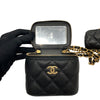 CHANEL 香奈兒 雙鏈子母化妝箱 AP3375 荔枝牛皮 黑色 金釦