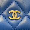 CHANEL 香奈兒 側背包 WOC 羊皮 藍色 金釦