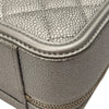CHANEL 香奈兒 CC FILIGREE VANITY CASE 化妝包 側背包 牛皮 荔枝皮 灰銀色 銀釦