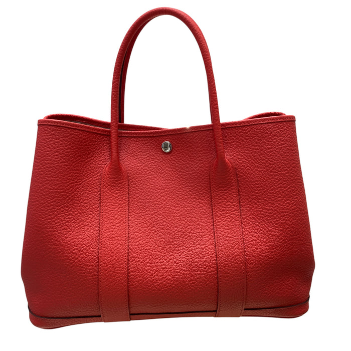 HERMÈS GARDEN PARTY 36 紅色 皮革 銀釦