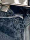 GUCCI 古馳 Supreme 斜背信差包 拼接牛皮織帶 帆布  黑灰 銀釦