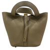 HERMÈS PICOTIN LOCK 18 風衣灰色 皮革 金釦