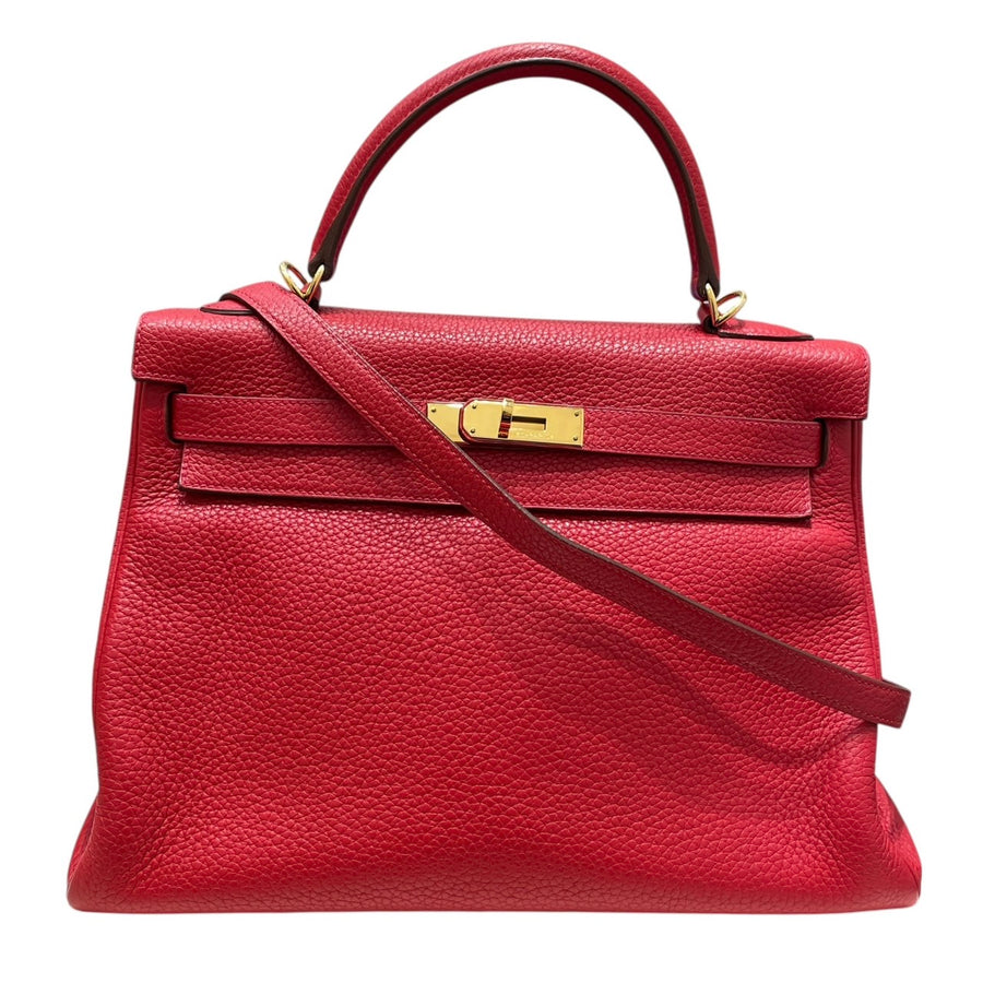 HERMES 愛馬仕 KELLY 32 凱莉包 內縫 TOGO皮革 紅色 金釦