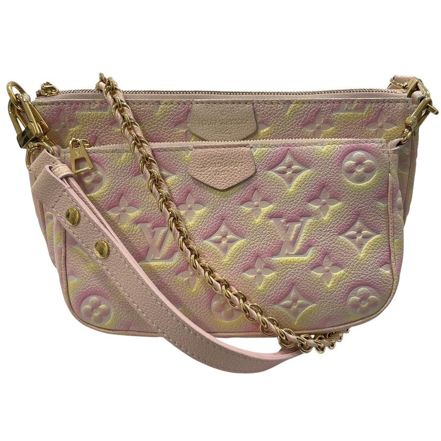 LOUIS VUITTON 路易威登 M46093 MULTI POCHETTE ACCESSOIRES 二合一麻將包 皮革 粉色 金釦