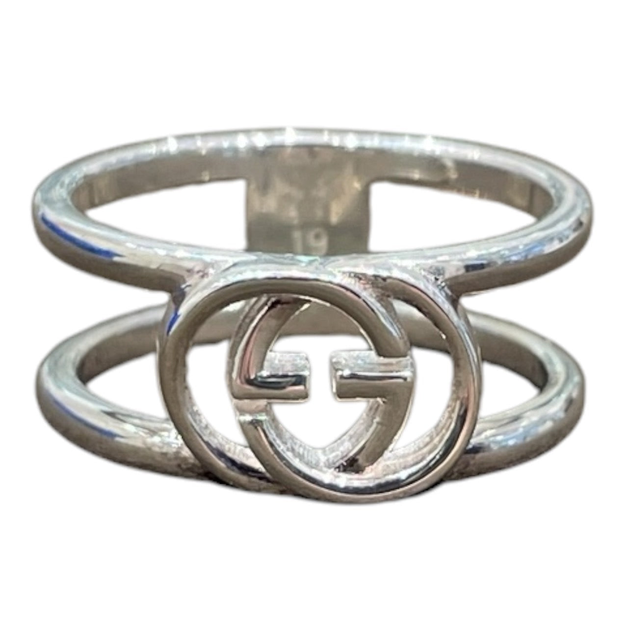 GUCCI 古馳 298036 INTERLOCKING G 戒指 925純銀 #19